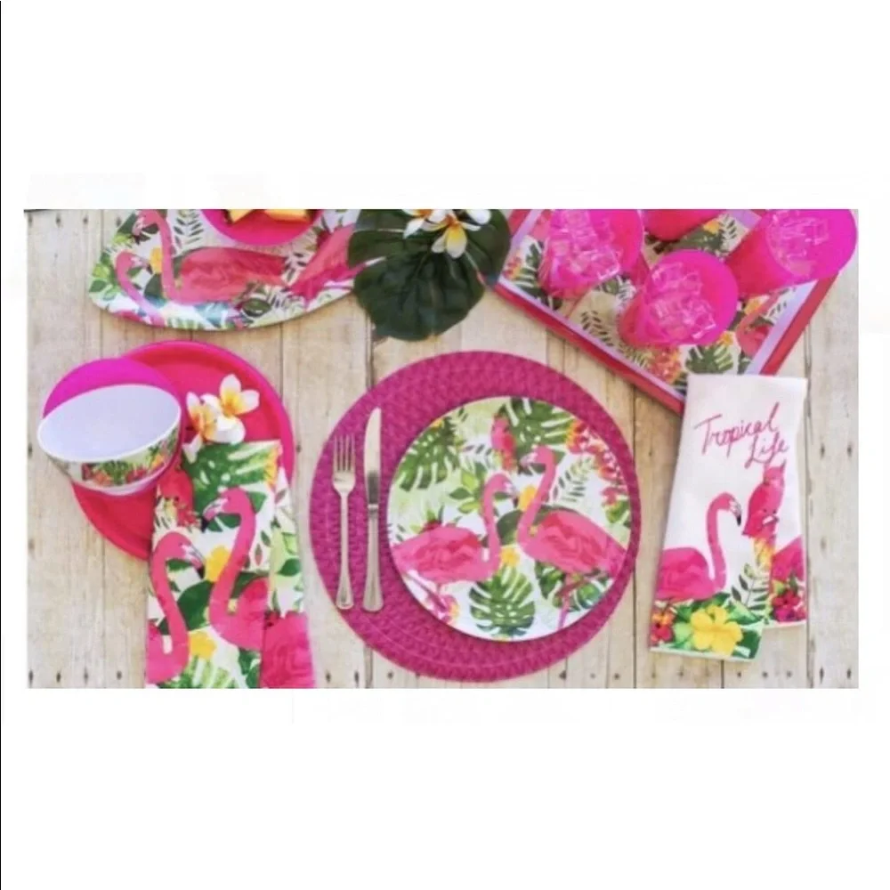 Set of 2 Tropical Life Flamingo Kitchen Towels - Picture 4 of 4